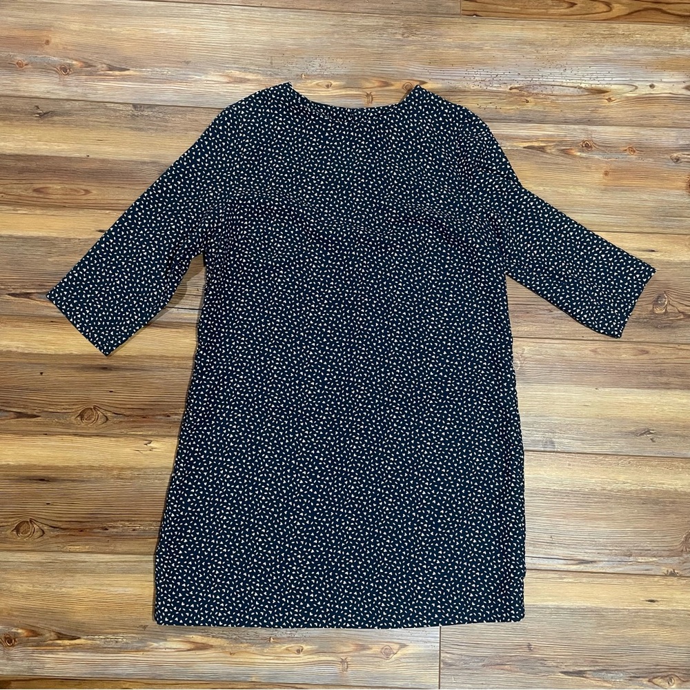 NEW Banana Republic Shift Dress 3/4 Sleeve Blue Navy & White Print Size 10